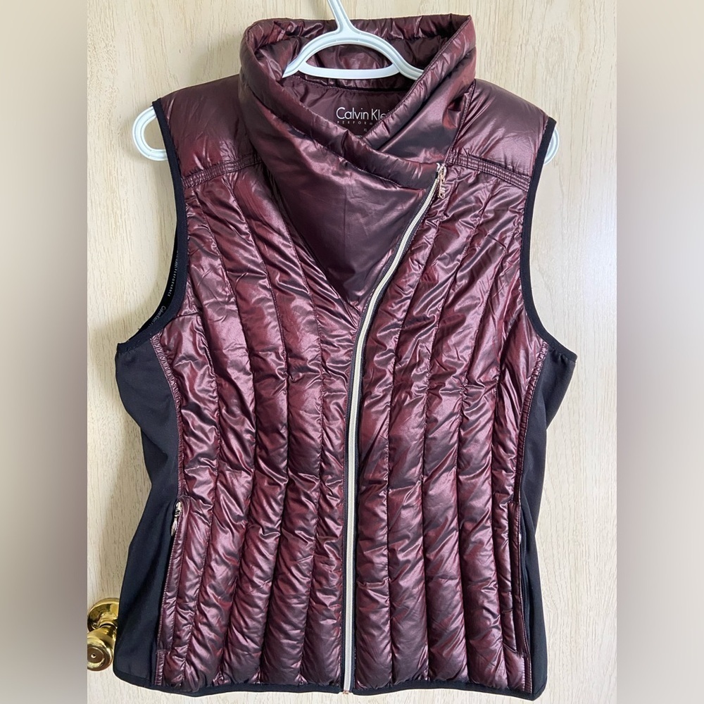 Calvin Klein Performance Lightweight Down Vest Purple Copper Rust Sz XL